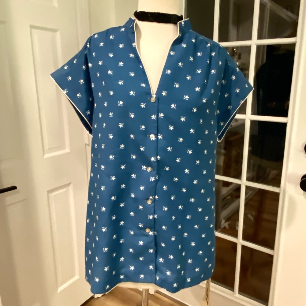 Vintage KORET 70s Blouse Mandarin Top Dacron Polyester NWT 16